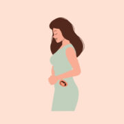 Frau mit Embryo nach Einnistung nach Transfer