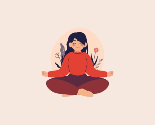 Frau mit Kinderwusnch macht Yoga