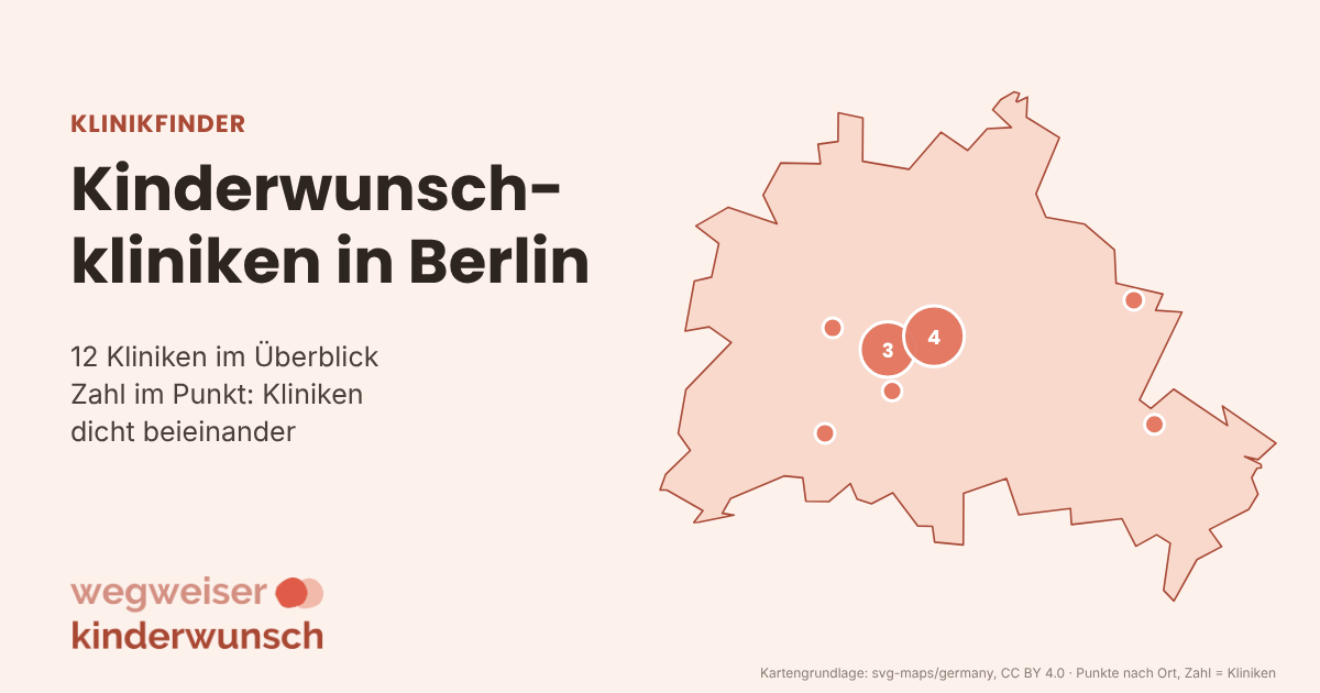 Karte: 12 Kinderwunschkliniken in Berlin, nach Orten