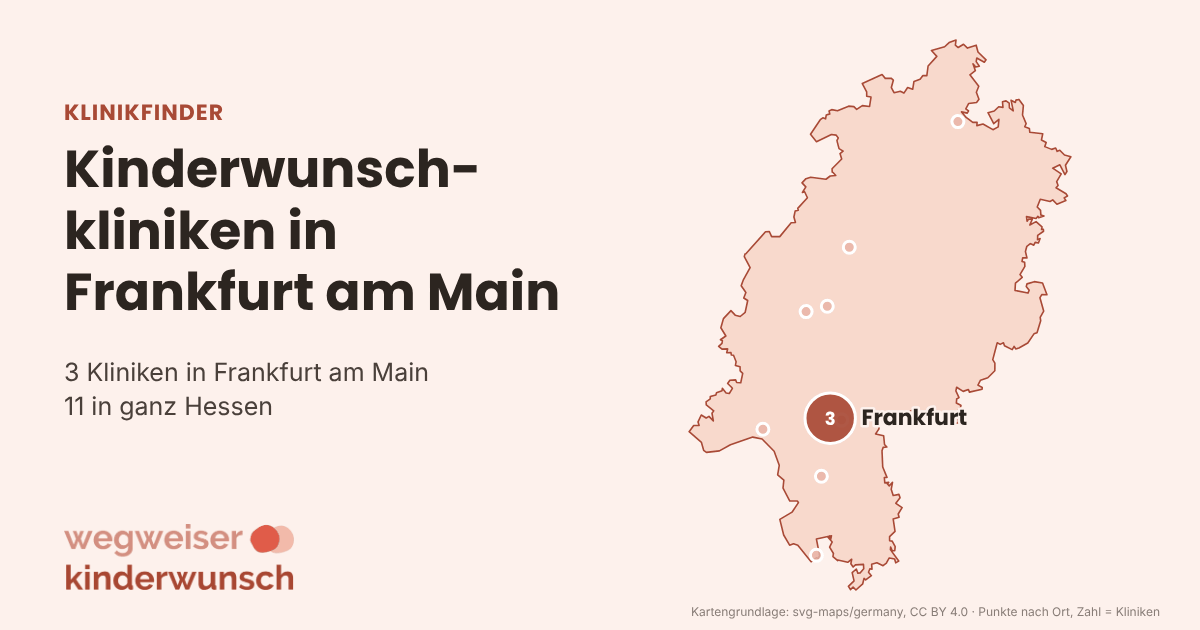 Karte: 3 Kinderwunschkliniken in Frankfurt am Main, Lage in Hessen