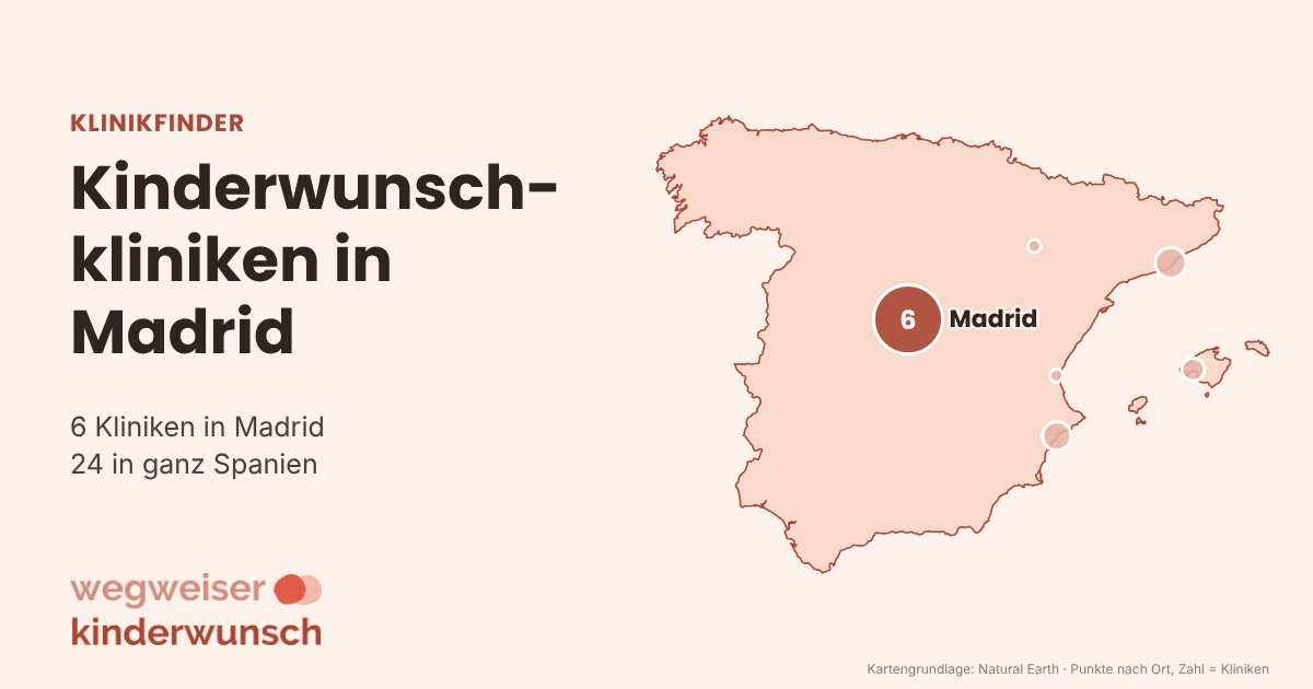 Karte: 6 Kinderwunschkliniken in Madrid, Lage in Spanien