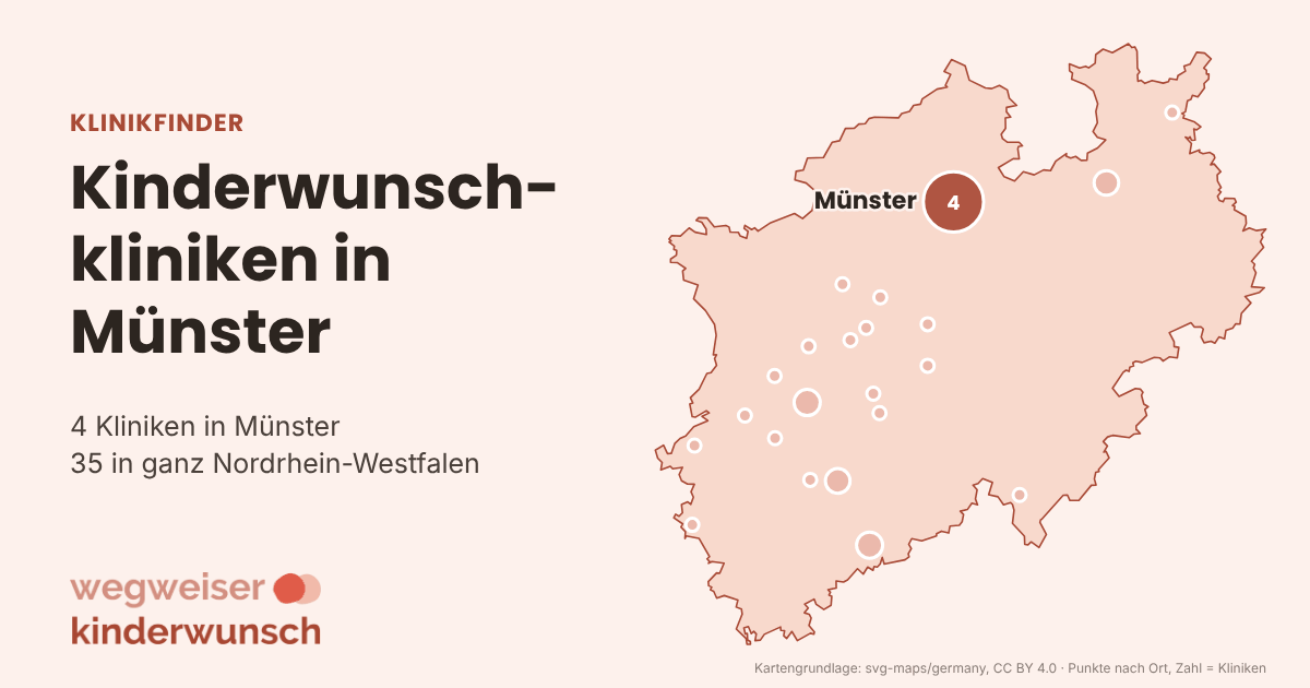Karte: 4 Kinderwunschkliniken in Münster, Lage in Nordrhein-Westfalen